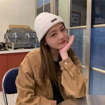 Korean-style ins Fall/Winter All-match Concave-shaped Letter Knitted Cold Hat Women's Yuppie Fashionable Warm Melon Hat