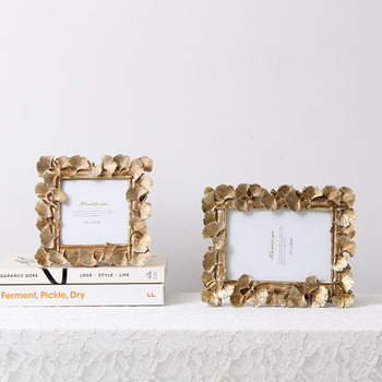 American European style retro nostalgic ginkgo leaf photo frame table 6 inch 4 inch 7 inch square model room home decoration