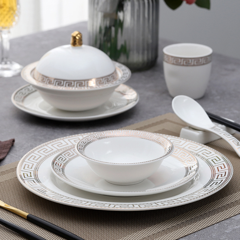 Hotel Ceramic Tableware Four-Piece Set for Restaurant Private Rooms, Wing Bowl, Bird's Nest, Sea Cucumber Stew Pot, New Chinese Style