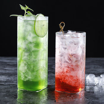 Factory wholesale light square Cup simple glass bubble wine glass Juice Cup cocktail cup cold drink cup square Cup