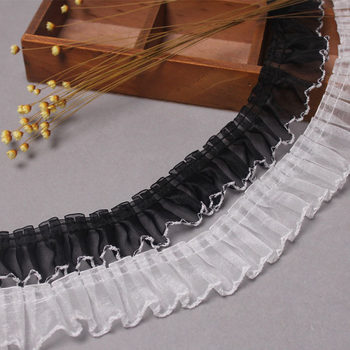 Spot 4cm thick edge snow gauze with dog tooth hook line hook edge pleated lace children's clothing accessories lace