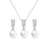 European and American S925 sterling silver pearl earrings necklace set women's fashion high-end pendant diy empty holder jewelry wholesale