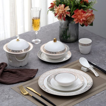 Hotel Ceramic Tableware Four-Piece Set for Restaurant Private Rooms, Wing Bowl, Bird's Nest, Sea Cucumber Stew Pot, New Chinese Style