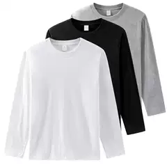 210g Heavy Base Pure Cotton Crewneck Spring Long Sleeve T-Shirt Solid Color Loose Thick All-match Base Shirt for Men and Women