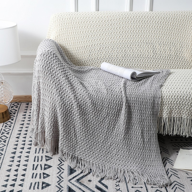 Amazon's New Sofa Blanket, Bedside Blanket, Knitted Cross-Border Blanket, Air Conditioning Blanket, Tassel Nap Wool Blanket