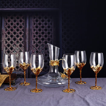 Enamel Red Wine Glass Decanter Set Crystal Glass Goblet Wine Glass Gift Set Wholesale