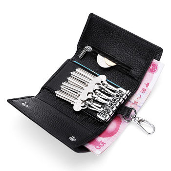 Upgraded First-Layer Cowhide Key Bag, Multi-Functional Wallet, Couple Coin Purse, Genuine Leather Home Door Key Bag Keychain