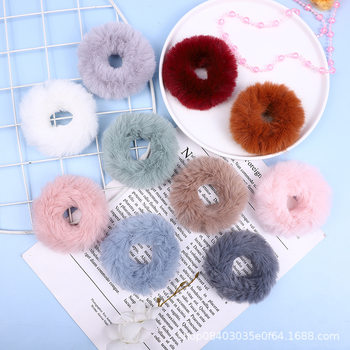 Korean and Japanese Autumn and Winter New Faux Mink Fur Hair Ties, Bun Hair Ropes, Scrunchies, Hair Accessories, Cute Korean Style