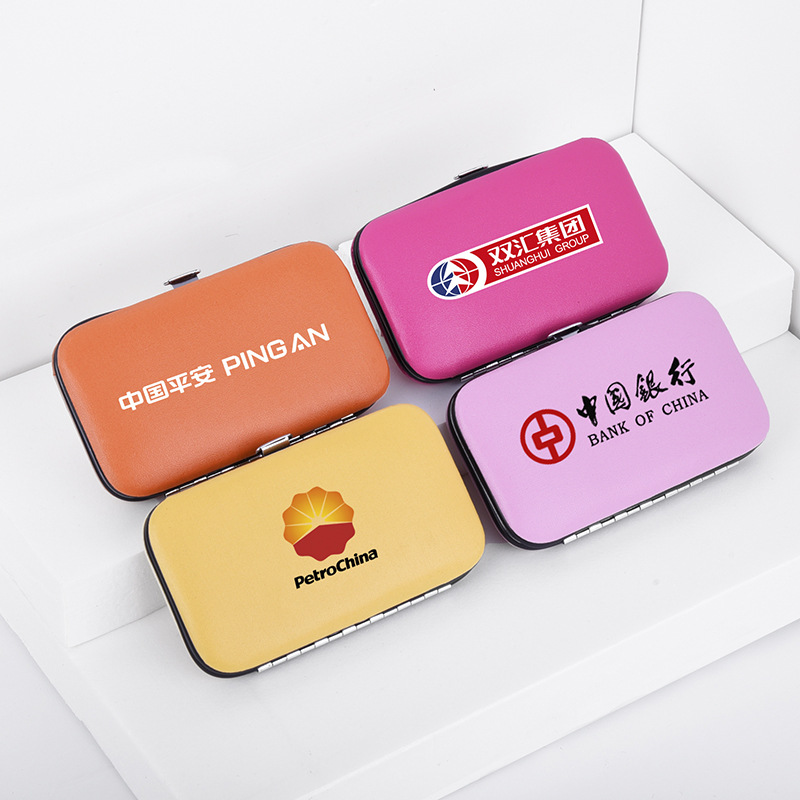 Color stainless steel nail clippers set 7 scissors ear spoon set box 8 full set gift advertising logo nail clippers