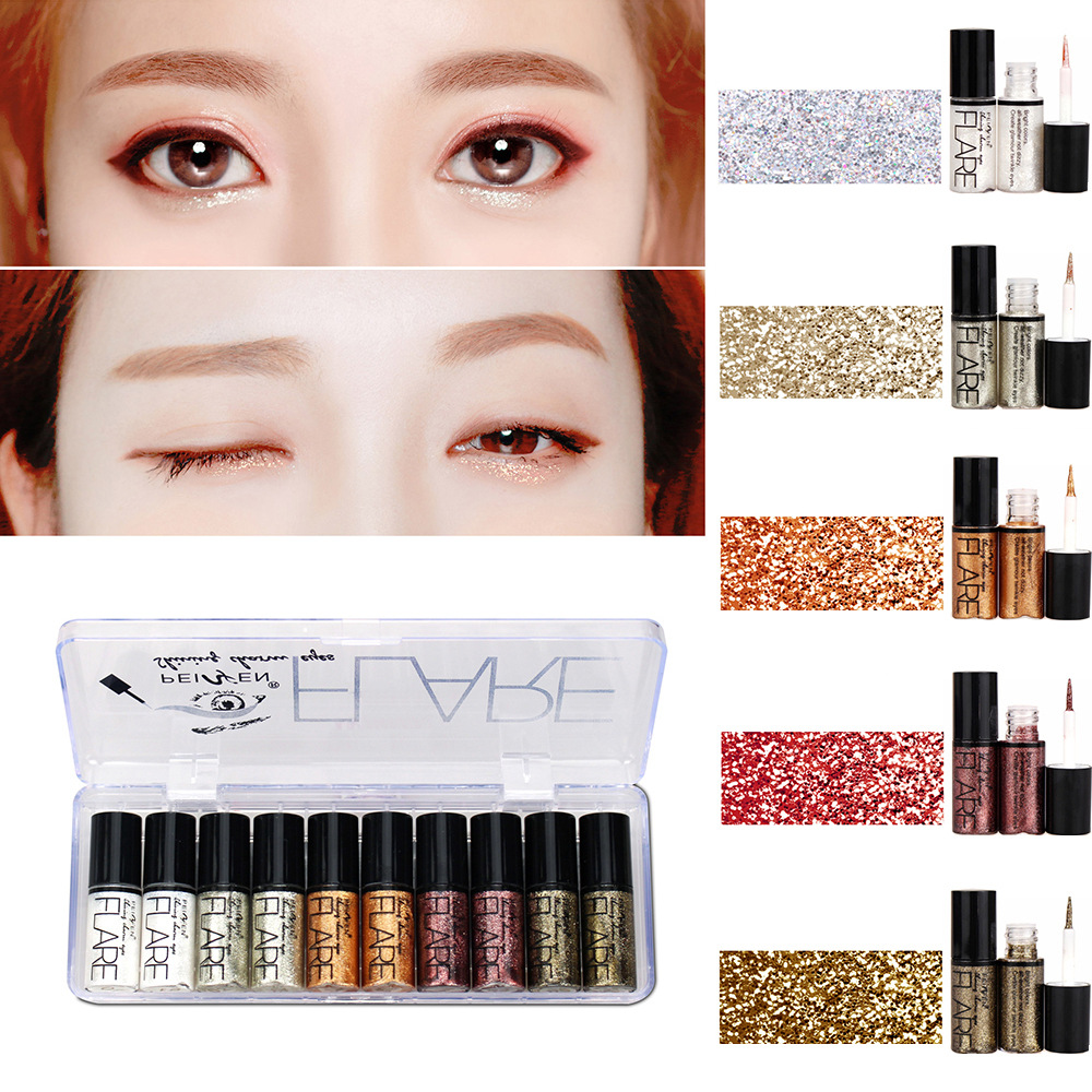 Diamond Sparkling Eyeliner Sequin Liquid Eyeshadow Powder Highlight Sparkling Silkworm Liquid Teardrop Eye Makeup Performance Stage Makeup