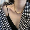 European and American Internet Celebrity Gold Thick Chain Letter Double D Titanium Steel Necklace Women's Hip-hop Pig Nose Clavicle Chain All-match Necklace Chain