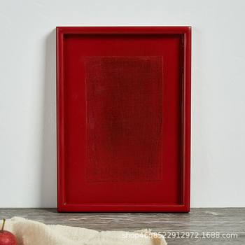 Wholesale Creative Wooden Patch Tray Red and Black Long Square Tray Tea Tray Fruit Tray Hotel Restaurant Wooden Tableware Dinner Tray