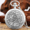 Classic Retro Necklace Pocket Watch, Bronze Flip Cover, Doctor Who Style, Large Dial, Quartz Watch, Vintage