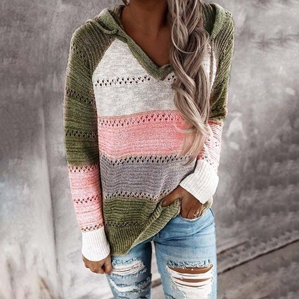 Striped Hooded Sweater Autumn Winter Style Comfortable Fabric Trendy Design Wholesale Available
