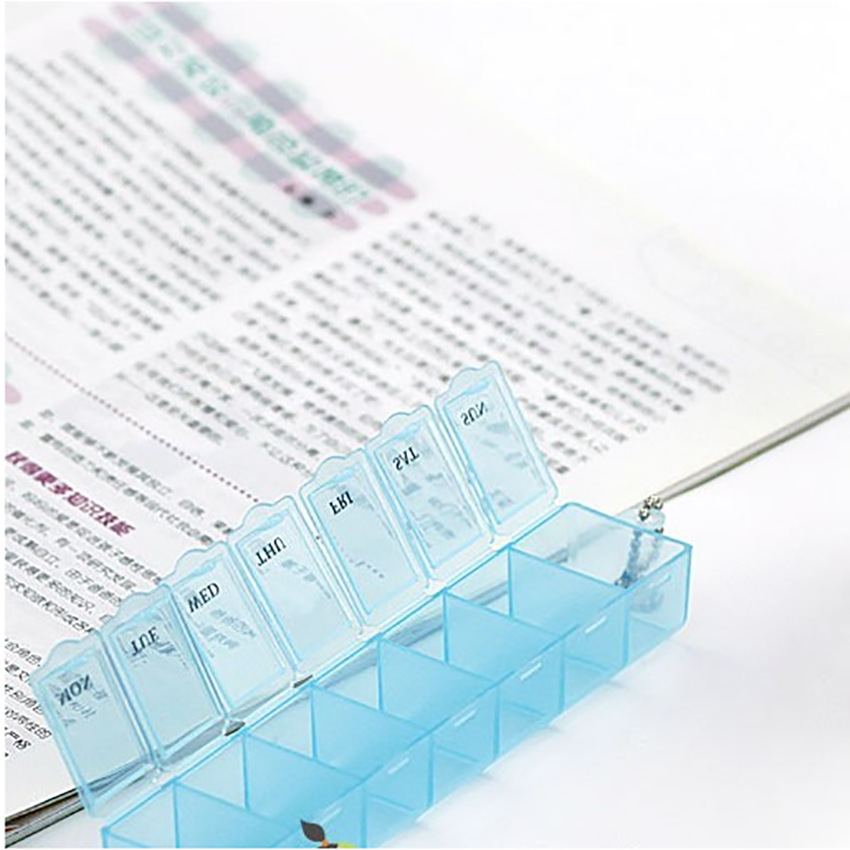 Hot-Selling Long Transparent Storage Box Plastic Packaging Medicine Box Portable Seven-Compartment Small Medicine Box with Printed Logo