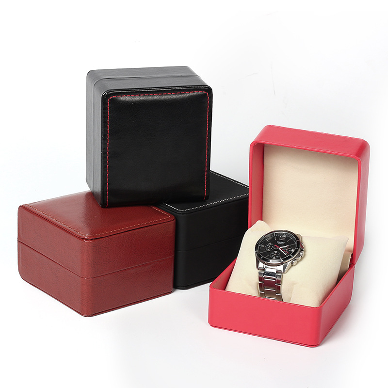 pu leather high sense watch box black storage double watch box leather flip men's watch box in stock wholesale