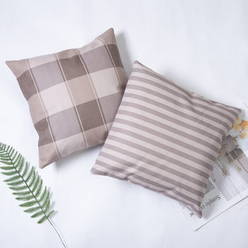 Striped Plaid DIY Plain Home Decor Pillow Sofa Headboard Car Cushion Cover Cotton Linen Material Texture Removable and Washable