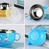 304 Stainless Steel Kidsren's Bowl Household Rice Bowl Anti-Scalding and Anti-Fall Baby Eating Bowl Cartoon Bowl Baby Food Bowl