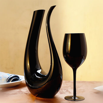 Creative black U-shaped decanter crystal glass blind wine wine glass goblet wine set suit wholesale