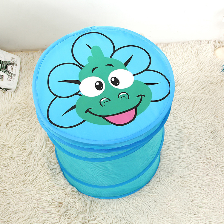 Large cartoon dirty clothes washing grid breathable foldable flat lid storage basket laundry basket wholesale