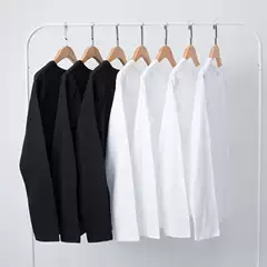 Export Japan 220g heavy cotton cotton long sleeve T-shirt loose men's and women's solid color base shirt tide casual sweater
