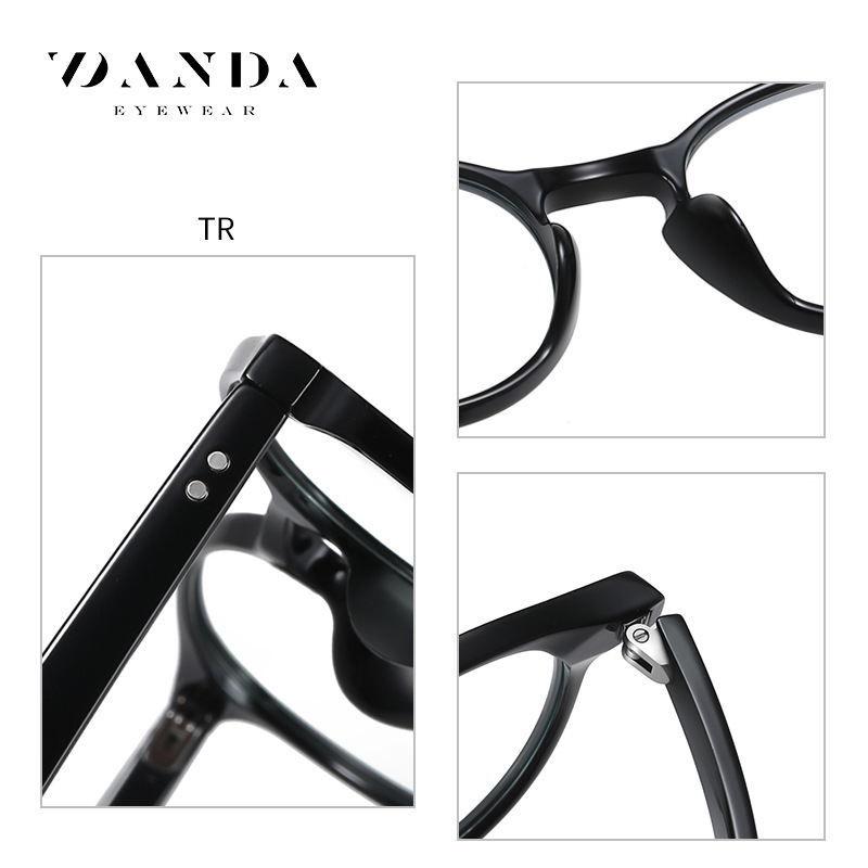 Cross-border anti-blue light glasses TR90 round frame retro flat lens 2301 unisex optical myopia lens frame