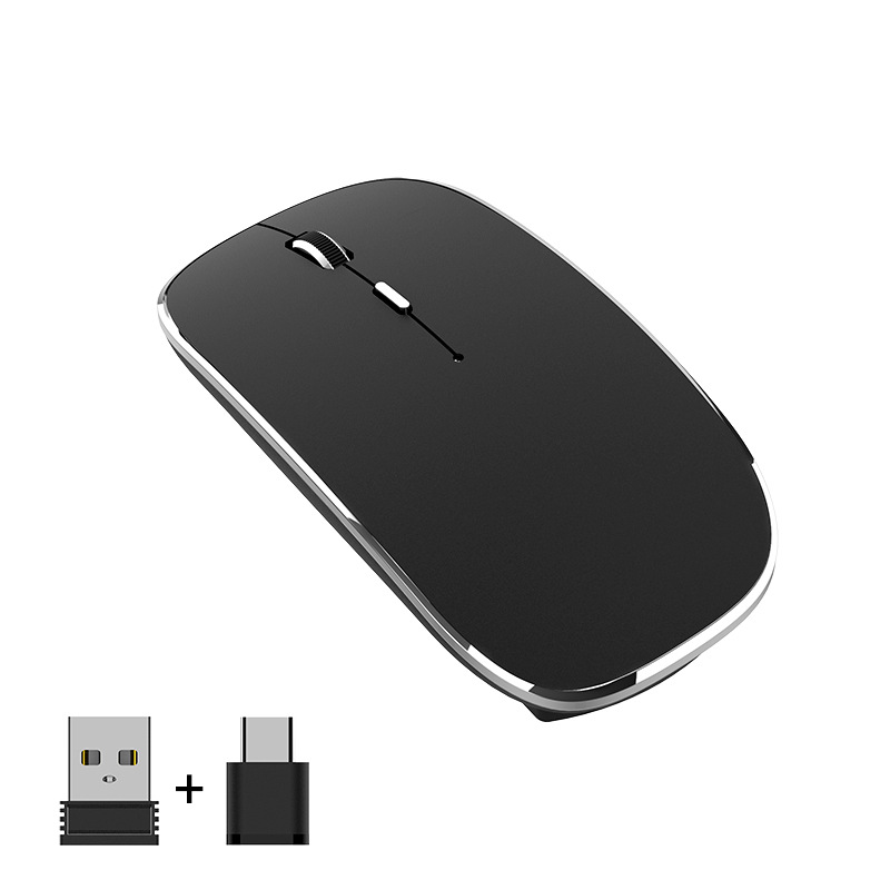 Factory spot new type-c Wireless Mouse +2.4G dual receiver charging mute cross-border e-commerce
