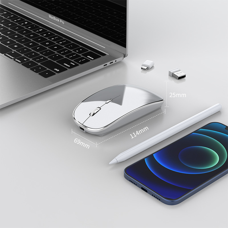 Factory spot new type-c Wireless Mouse +2.4G dual receiver charging mute cross-border e-commerce