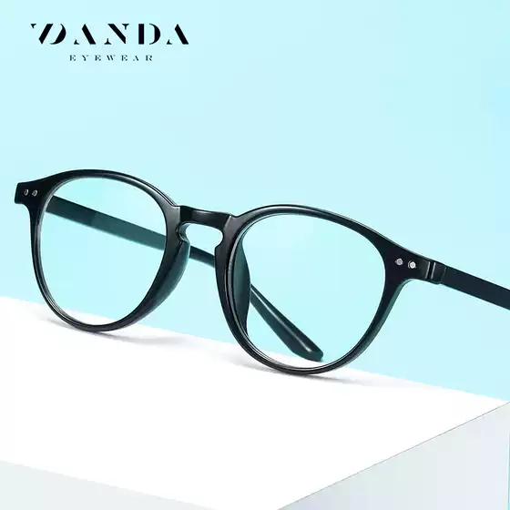 New TR90 anti blue light glasses 2318 men's and women's retro flat light glasses cross-border round frame plain computer goggles