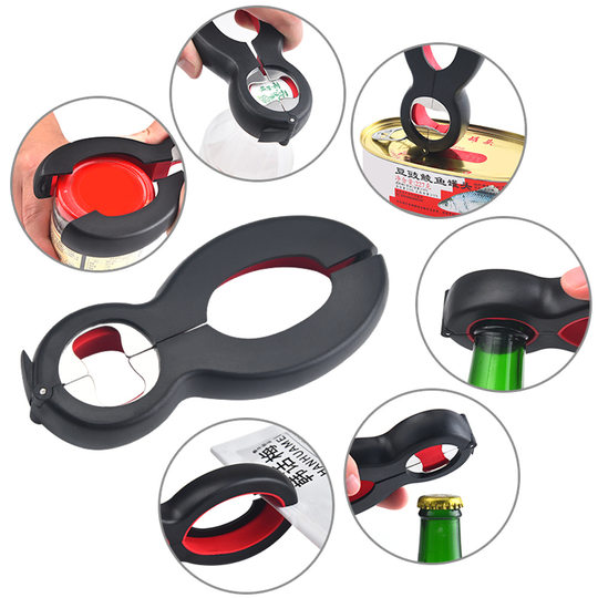 Factory in stock multi-functional six-in-one bottle opener 8-word bottle opener stainless steel can opener kitchen gadget