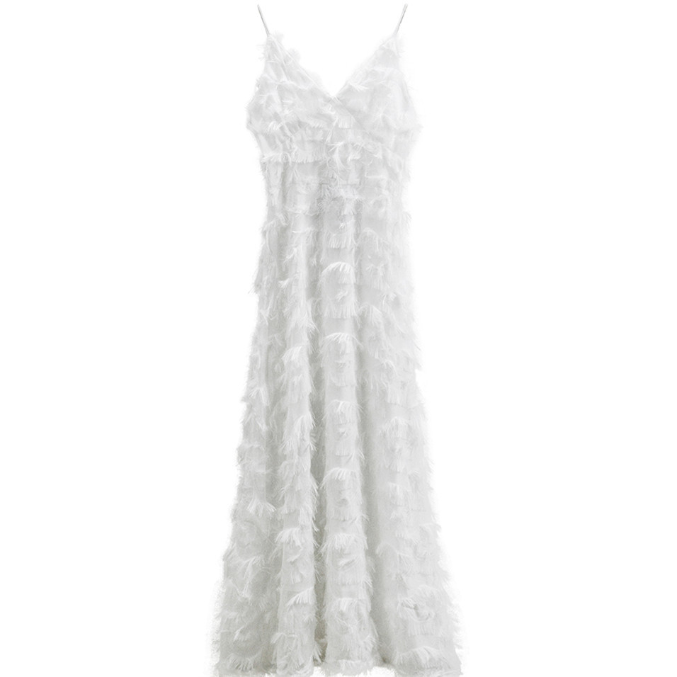 Elegant Backless Maxi Dress Sexy Lace Feather Details Lightweight Fabric Perfect for Parties and Evening Events