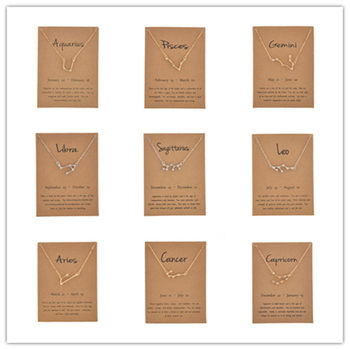 Factory direct twelve constellation diamond alloy pendant necklace wholesale