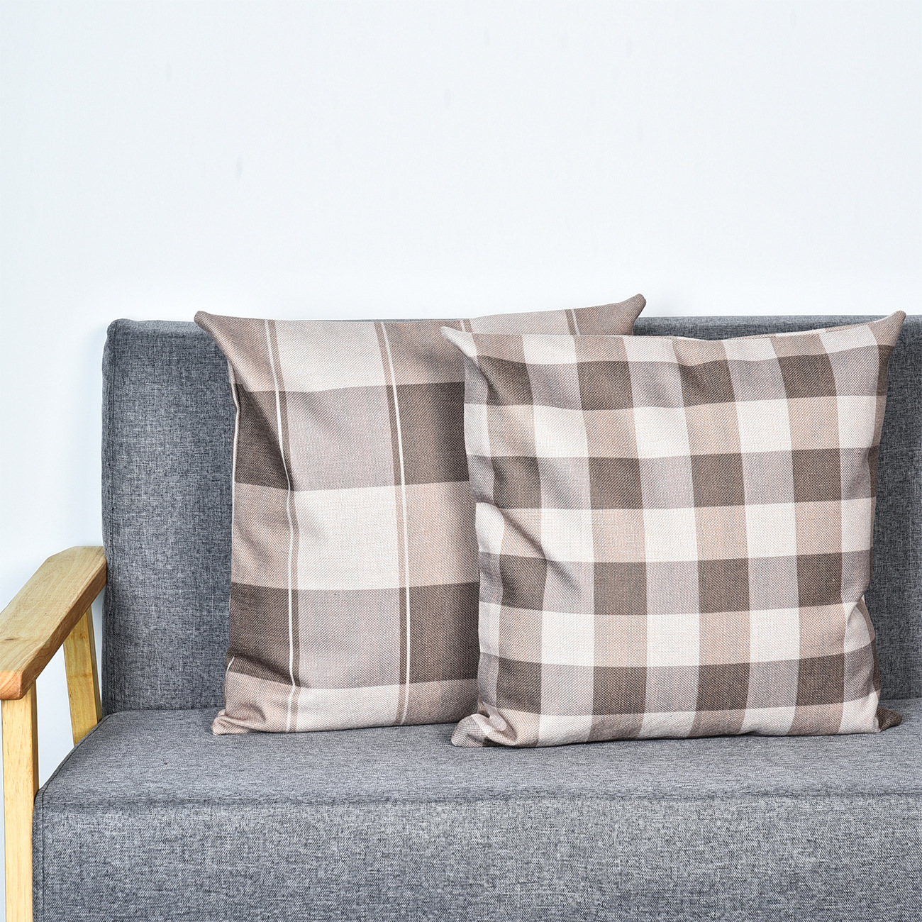 Striped Plaid DIY Plain Home Decor Pillow Sofa Headboard Car Cushion Cover Cotton Linen Material Texture Removable and Washable