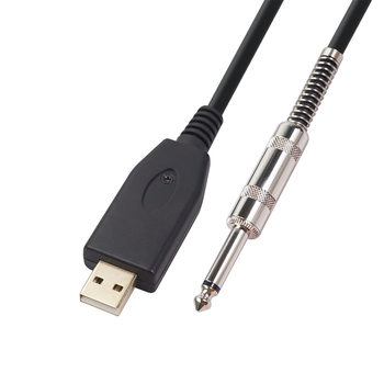 New cross-border gold-plated plug double shielded noise reduction wire computer USB to 6.35mm electric guitar recording cable