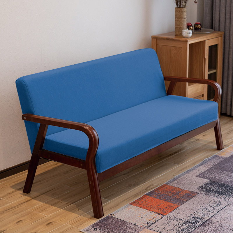 曲木扶手现代沙发新款田园布艺双人单人客厅实木日式简易沙发椅