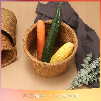 Seaweed woven storage basket balcony flower pot small object organizing basket pot storage wholesale sample making