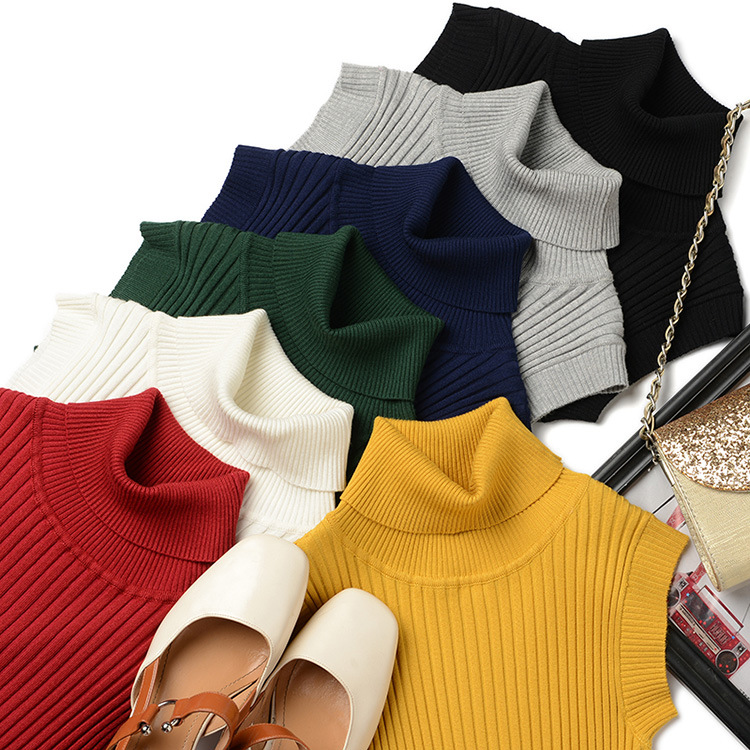 秋冬高领背心韩版修身无袖毛衣欧美针织衫马甲上衣女
