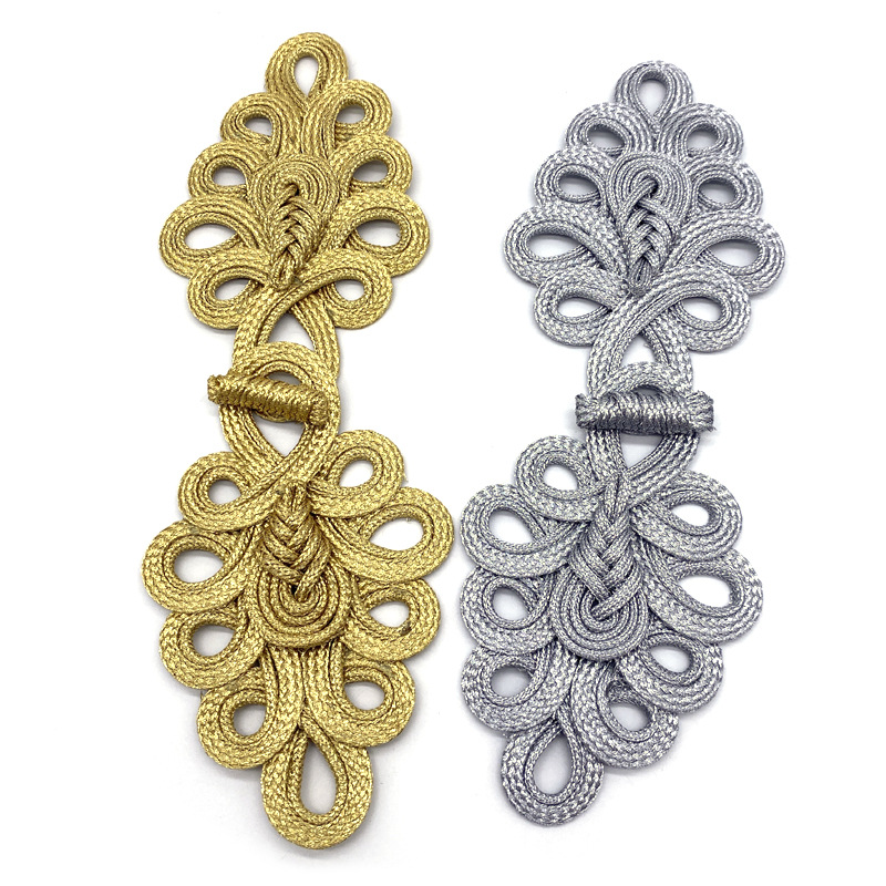 Miaoyi plate buckle handmade gold and silver silk nine-hole pipa Chinese style coat Tang suit cheongsam decoration retro large button