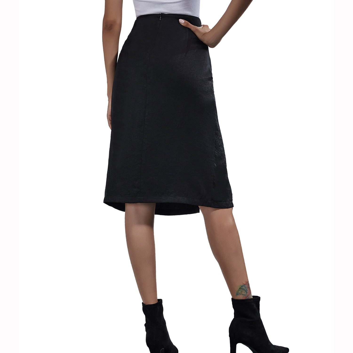 Womens Irregular Split Midi Skirt Fashionable Elegant Commuter Style Available in Multiple Colors Ready to Ship