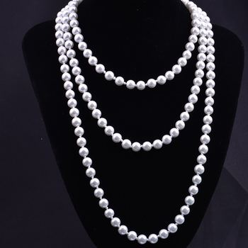 Cross-border Europe and the United States 8mm glass imitation pearl knot necklace 1 meter 5 long sweater chain multi-layer cheongsam Accessories Wholesale