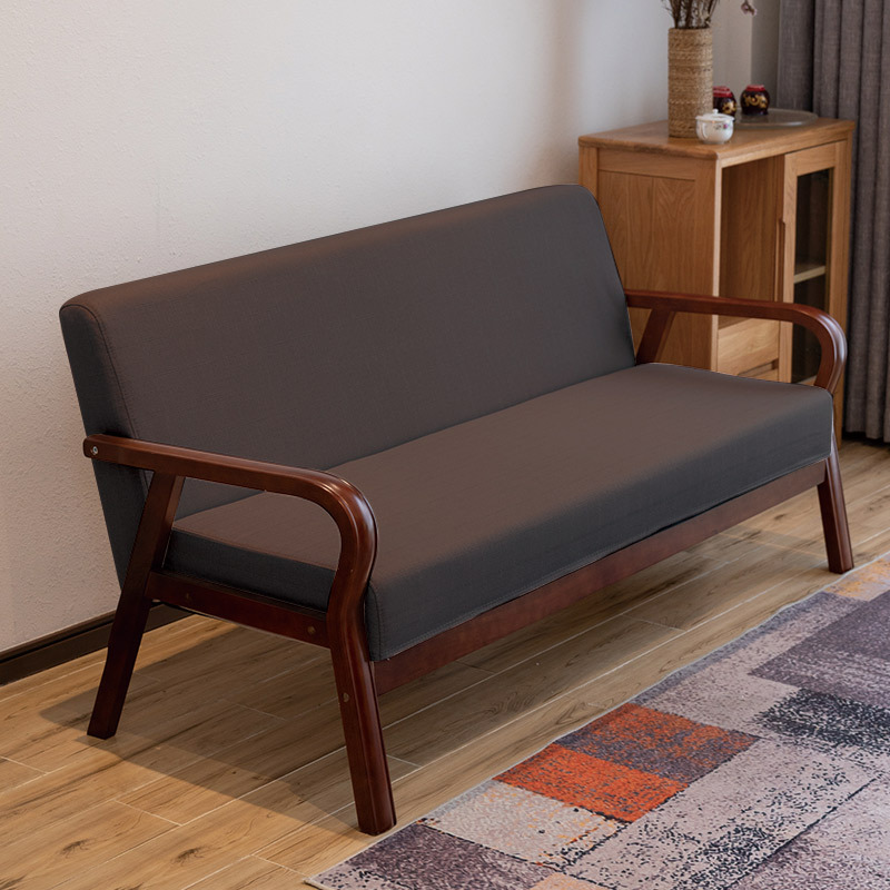 曲木扶手现代沙发新款田园布艺双人单人客厅实木日式简易沙发椅