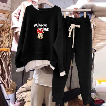 2025 Autumn/Winter New Style Fleece-Lined Thickened Sports Suit for Women, Fashionable, Casual, Stylish, Loose, Slimming Two-Piece Set, Trendy