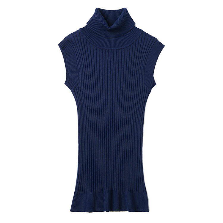 秋冬高领背心韩版修身无袖毛衣欧美针织衫马甲上衣女