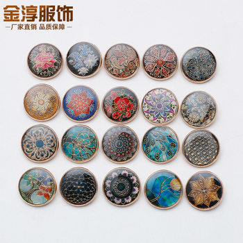 Korean style DIY jewelry accessories transparent oil drop metal button oil coat coat buckle color printing buckle