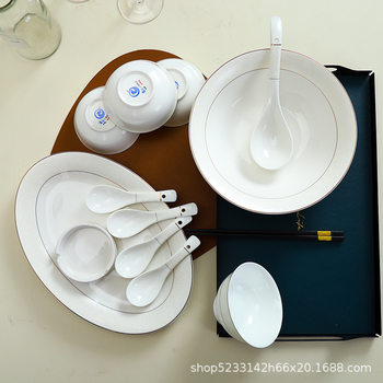 Jingdezhen Foreign Trade Ceramic Bone Porcelain Bowl Creative Tableware Wholesale Hotel Household Bowl and Plate Set Gift Making LOGO