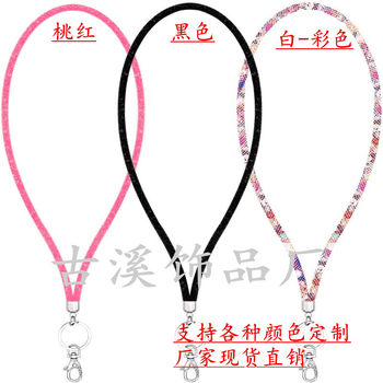 Amazon necklace rhinestone fishing net mobile phone rope network management Crystal lobster buckle lanyard neck rope hanging key mobile phone