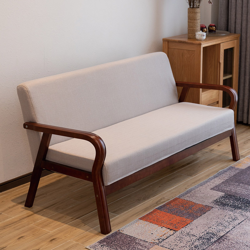 曲木扶手现代沙发新款田园布艺双人单人客厅实木日式简易沙发椅
