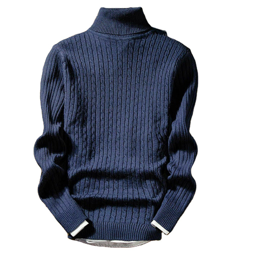 2022速卖通同款男士跨境针织套衫时尚青年休闲修身高领打底毛衣男