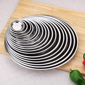 Stainless steel disc small plate 304 magnetic non-magnetic deep and shallow round dish dish peanut plate barbecue plate flat plate