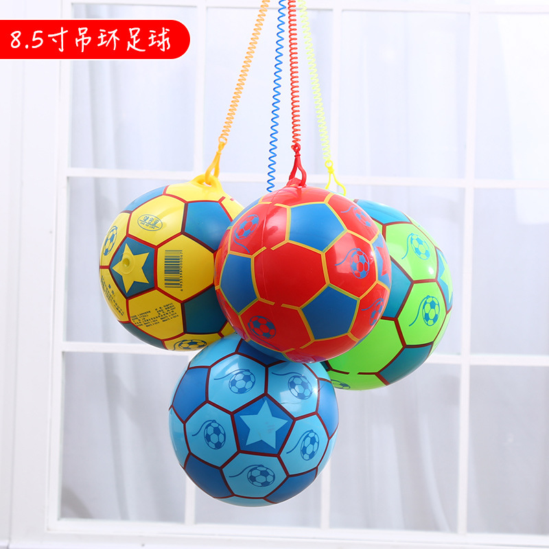 Inflatable Toy Ball with Spring Rope Chain, 8.5inch Hanging Rings, Soccer Ball for Kids, Baby Soccer Ball, Wholesale, Eco-Friendly